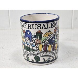 Jerusalem Hand Painted Mug Ceramic Coffee Tea 8 Oz City Scene